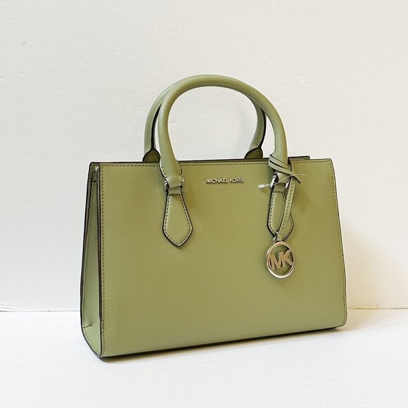 Michael Kors Sheila Medium Satchel Shoulder Crossbody Bag Light Sage - Picture 3 of 12